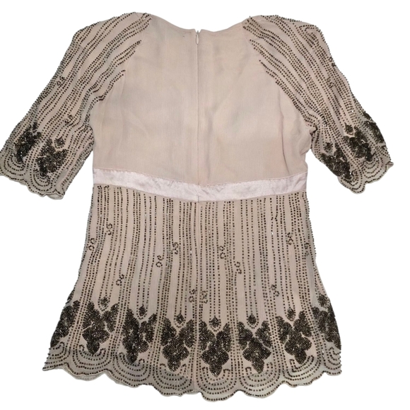 Reiss Light Pink Silk Blouse With Beading Size Small - Picture 3 of 7